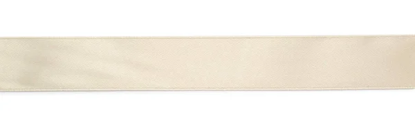 Όμορφη Μπεζ Κορδέλα Απομονωμένη Λευκό Πάνω Όψη — Φωτογραφία Αρχείου