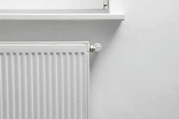 Closeup View Modern Radiator Space Text Central Heating System — ストック写真