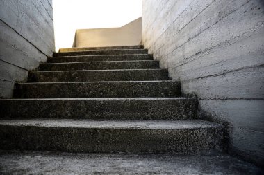 View of empty old concrete staircase outdoors