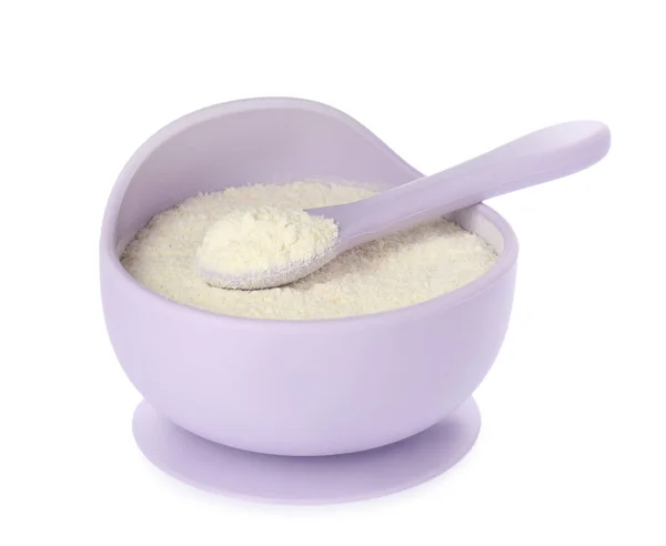 Dry Healthy Baby Food Bowl White Background — Fotografia de Stock