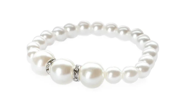 Elegant Pearl Bracelet Isolated White Luxury Jewelry — 스톡 사진