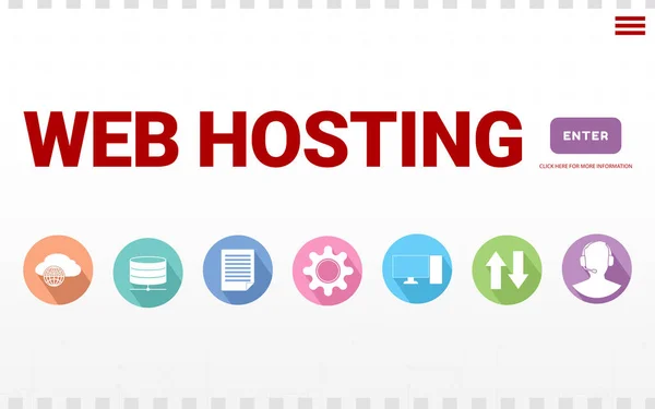 Webhosting Homepage Met Verschillende Pictogrammen Illustratie — Stockfoto