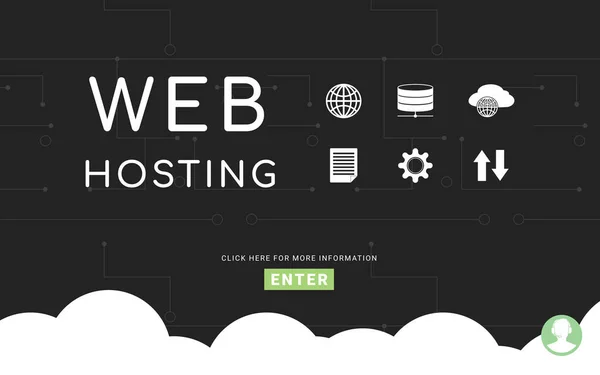 Web Hosting Service Homepage Different Icons Illustration — стоковое фото