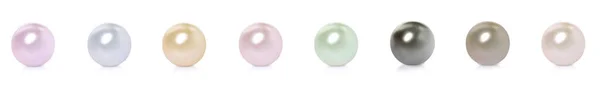 Set Krásnými Perlami Bílém Pozadí Návrh Nápisu — Stock fotografie