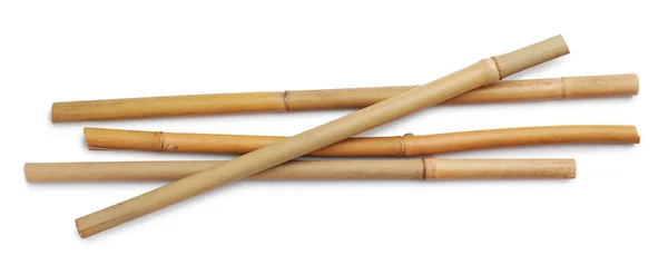 Torr Bambu Pinnar Vit Bakgrund Ovanifrån — Stockfoto