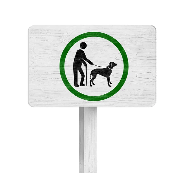 Wooden Sign Board All Pets Must Leash White Background — Fotografia de Stock