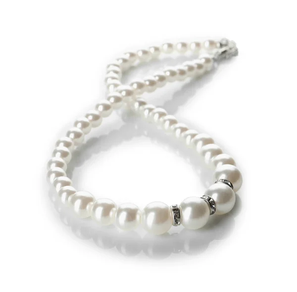 Elegant Pearl Necklace Isolated White Luxury Jewelry — Photo