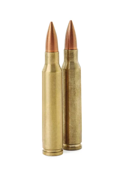 Δύο Σφαίρες Λευκό Φόντο Στρατιωτικά Πυρομαχικά — Φωτογραφία Αρχείου