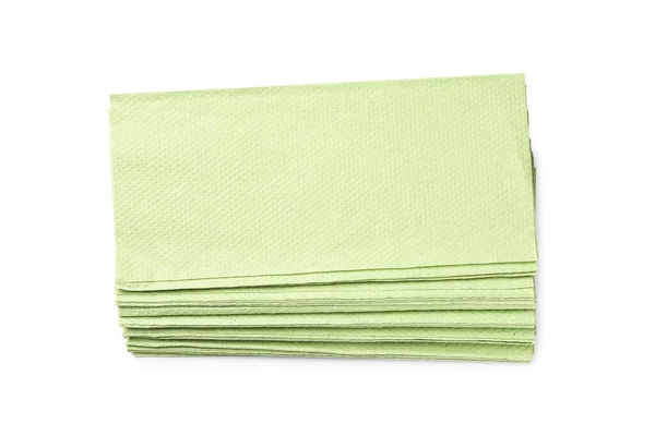 Green Paper Towels White Background Top View — Fotografia de Stock
