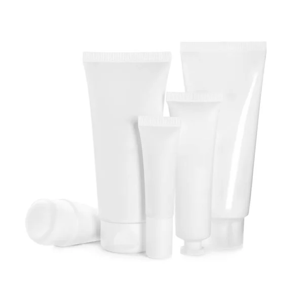 Blank Tubes Cosmetic Products White Background — Stock Photo, Image
