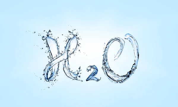 Fórmula Química H2O Feita Água Sobre Fundo Azul Claro — Fotografia de Stock
