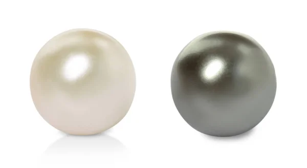 Two Beautiful Pearls White Background Closeup Banner Design — Stok fotoğraf