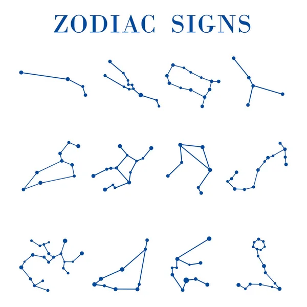 Set Zodiac Constellations White Background — Foto Stock