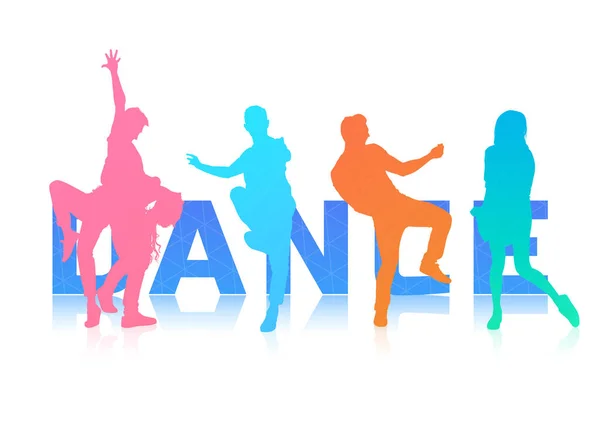 Colorful Silhouettes People Dancing White Background Illustration — Foto de Stock