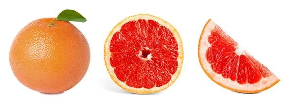 Whole Cut Ripe Juicy Grapefruits White Background Collage Banner Design —  Fotos de Stock