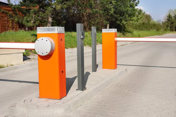 Orange Road Barriers Outdoors Sunny Day — Fotografia de Stock
