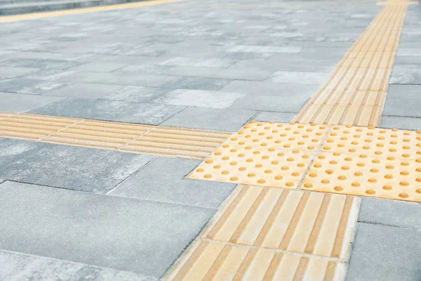 Grey Pavement Tactile Tiles Outdoors Public Environment Accessible Visually Impaired — ストック写真