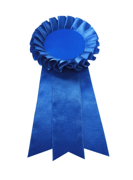 Bir Mavi Ödül Kurdelesi Beyaza Izole Edilmiş — Stok fotoğraf