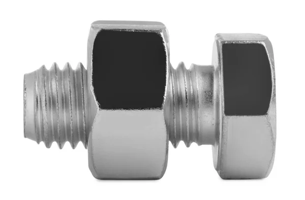 Metal Hex Bolt Nut Isolated White — Foto de Stock