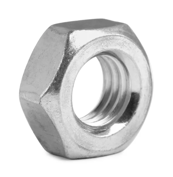 One Metal Hex Nut White Background — Fotografia de Stock