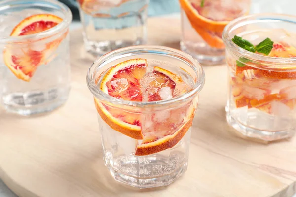 Delicious Refreshing Drink Sicilian Orange Table Closeup — стоковое фото