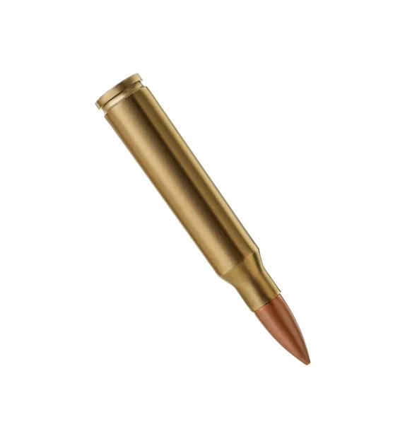 One Bullet Isolated White Firearm Ammunition — Stockfoto