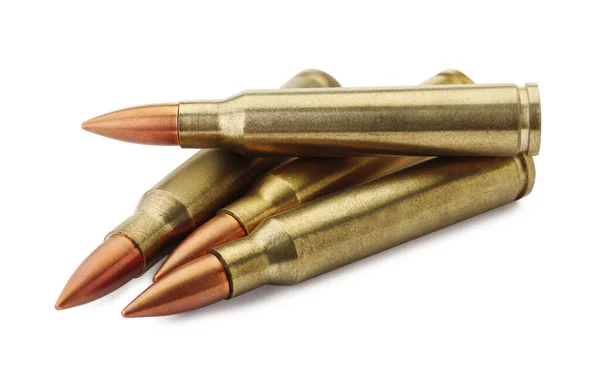 Many Bullets White Background Military Ammunition — Stock Fotó