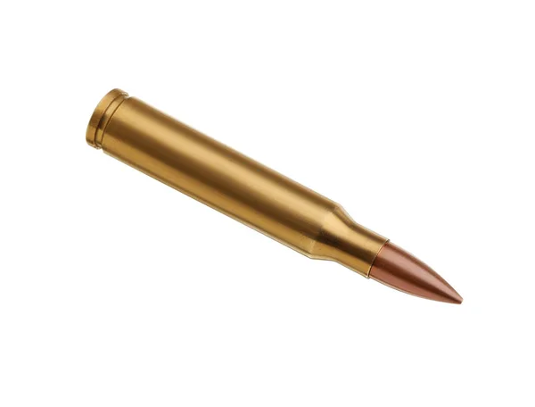 One Bullet Isolated White Firearm Ammunition — Φωτογραφία Αρχείου