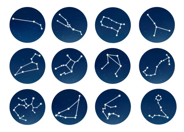 Set with zodiac constellations on white background