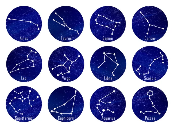 Conjunto Com Constelações Zodíaco Sobre Fundo Branco — Fotografia de Stock