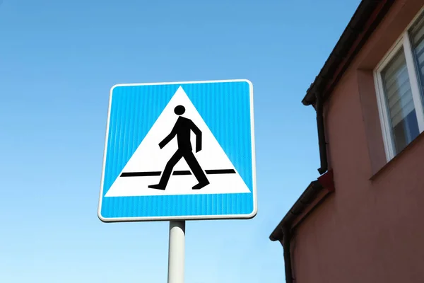 Traffic Sign Pedestrian Crossing City Street — 스톡 사진