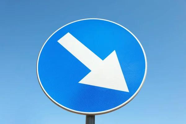 Traffic Sign Keep Right Blue Sky Low Angle View — Stock fotografie