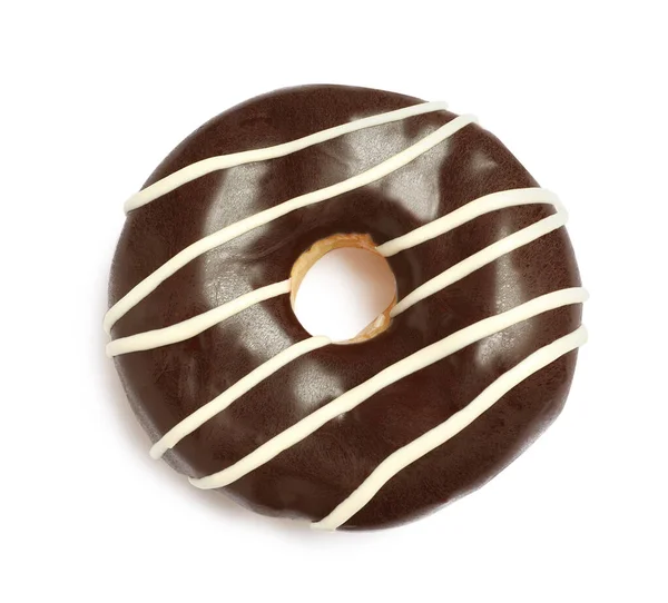 Süße Köstliche Glasierte Donut Auf Weißem Hintergrund Draufsicht — Stockfoto