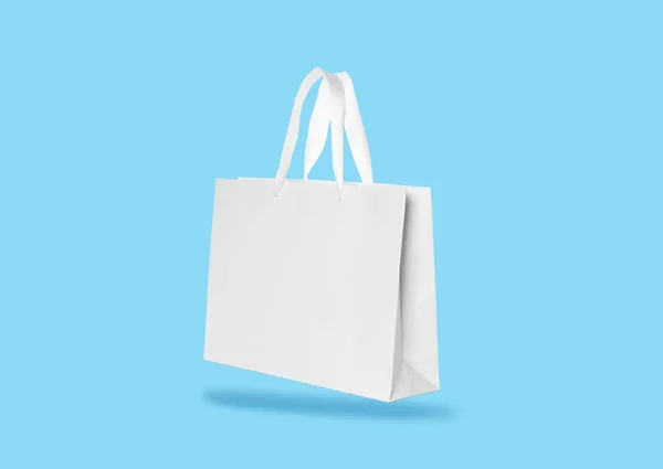 White Paper Bag Turquoise Background Mockup Design — Stock Photo, Image