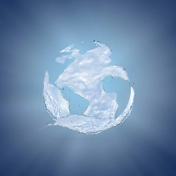 Sphere Made Water Splashes Light Blue Background — Foto de Stock