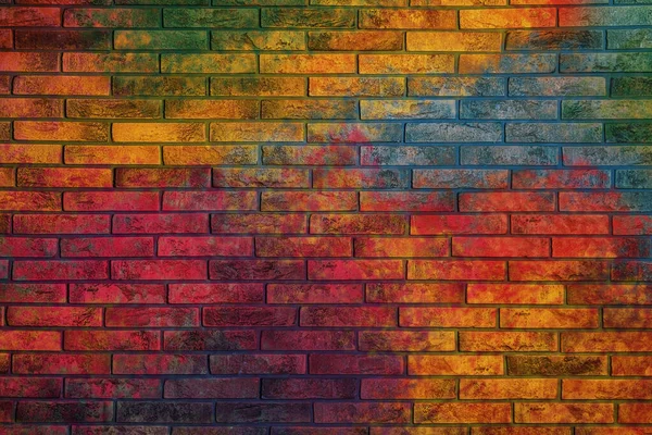 Abstract Colorful Graffiti Drawn Brick Wall — Stock fotografie