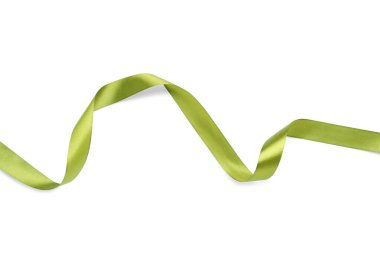 Güzel yeşil kurdele beyaza izole edilmiş, üst manzara