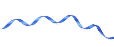 Güzel mavi kurdele beyaza izole edilmiş, üst manzara