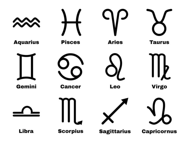 Set Med Zodiac Tecken Vit Bakgrund Illustration — Stockfoto