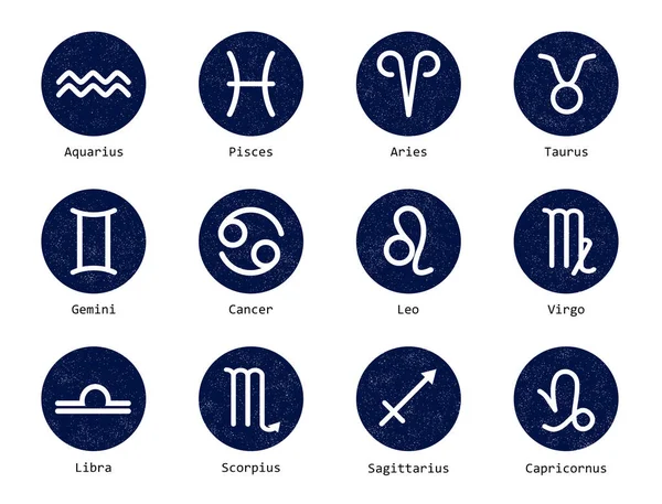 Set Med Zodiac Tecken Vit Bakgrund Illustration — Stockfoto