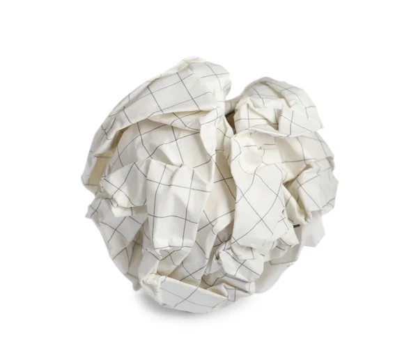 Zerknittertes Blatt Beiges Papier Isoliert Auf Weißem Papier — Stockfoto