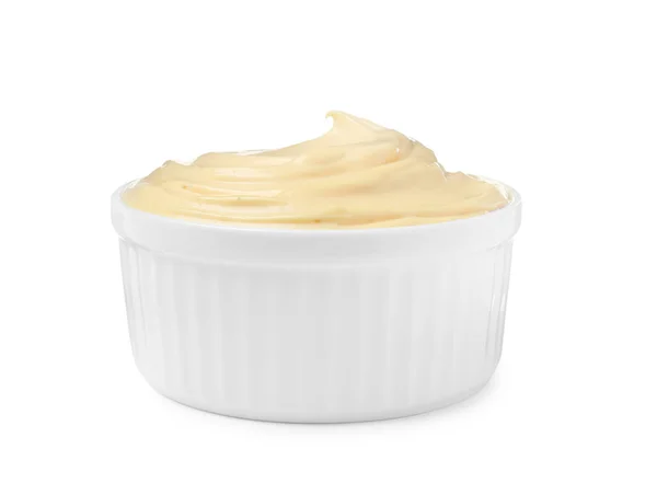 Tasty Cheese Sauce Bowl Isolated White — Photo