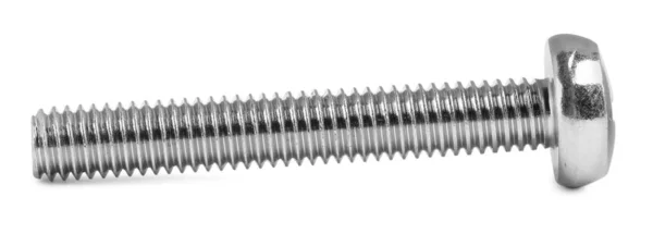 One Metal Machine Screw Bolt Isolated White — Stockfoto