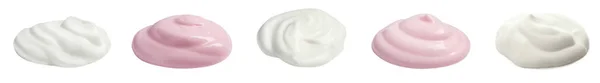 Set Con Gustosi Yogurt Sfondo Bianco Design Banner — Foto Stock