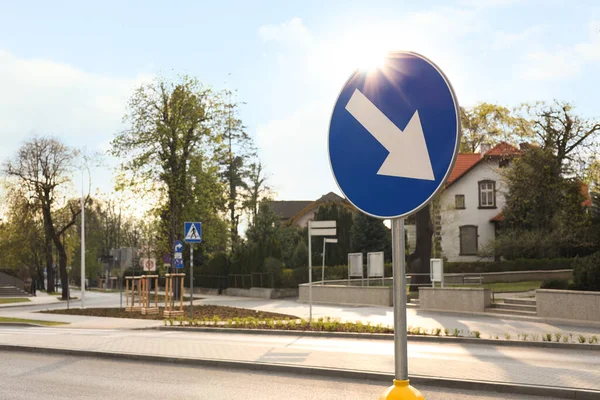 Traffic Sign Keep Right City Street Space Text — Photo