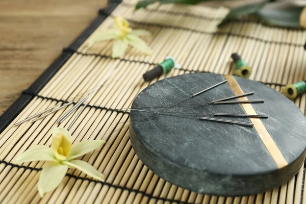 Kompozycja Akupunktury Mat Bambusowych — Zdjęcie stockowe