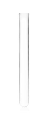 Beyaza izole edilmiş boş test tüpü. Laboratuvar ekipmanları
