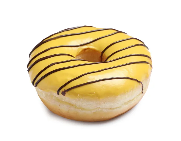 Doce Saboroso Donut Vitrificado Isolado Branco — Fotografia de Stock