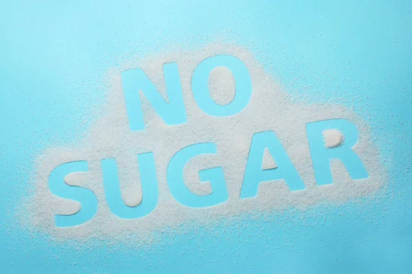 Palavras Sem Açúcar Fundo Azul Claro Vista Superior — Fotografia de Stock