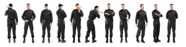白い背景にプロの警備員のコラージュ バナーデザイン — ストック写真